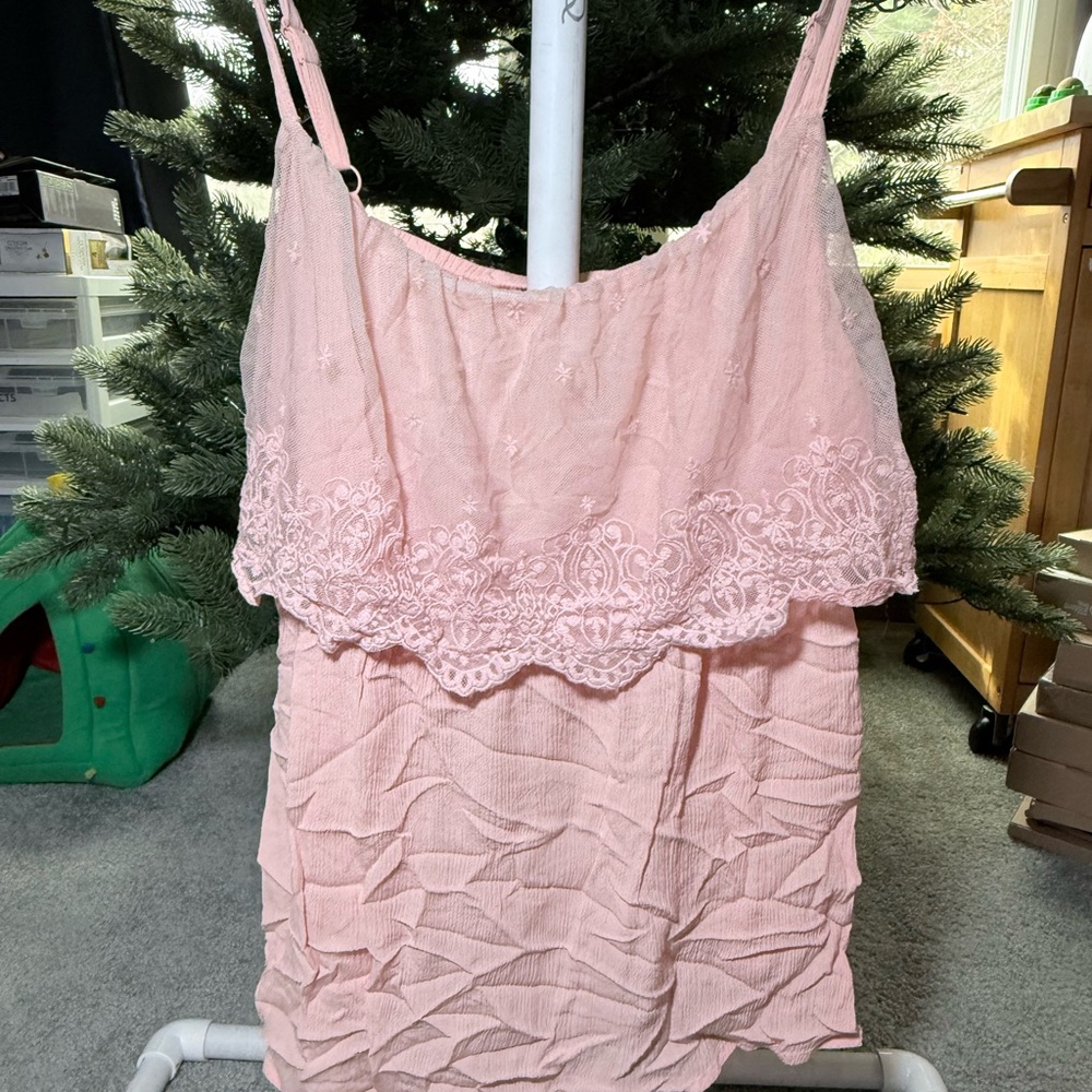 Torrid Pink Lace & Ruffle Tank